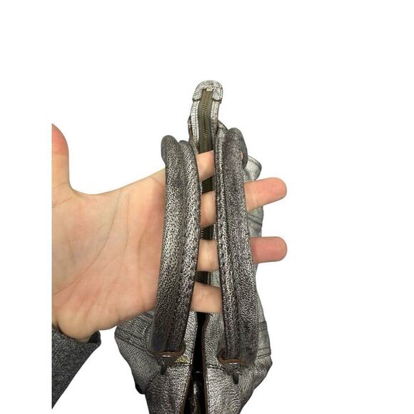 Frye Melissa Satchel/Crossbody Bag Distressed Leather Metallic Gray MSRP $388 - Picture 10 of 16